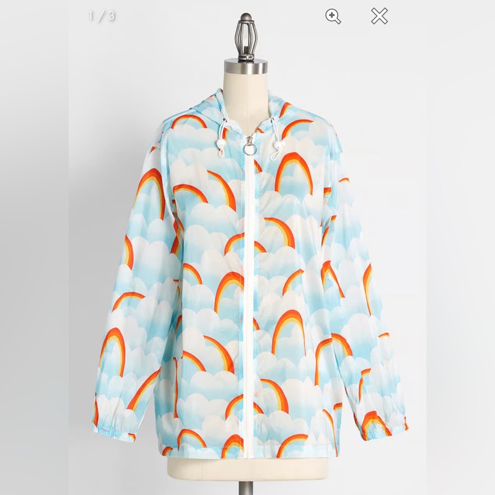 ModCloth NWT Mind At‎ Breeze Windbreaker - Sea Blue Clouds